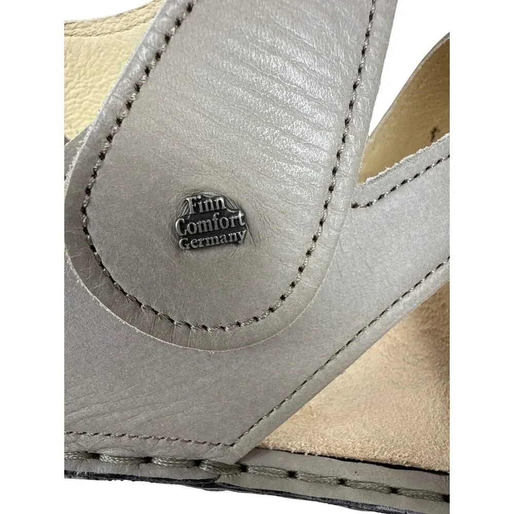 Finn Comfort Gomera Sandals Womens 10 Taupe Leather Adjustable Cushioned Support